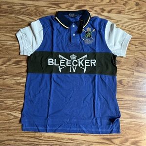 Rare vintage bleecker polo big print embroidered